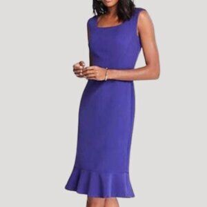 Ann Taylor Womens Petite Eyelet Fluted Sheath Dress Sleeveless Purple size 2P